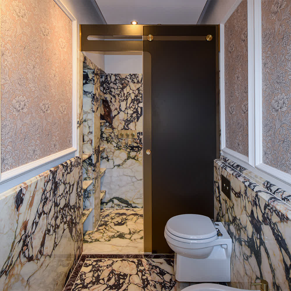 sliding shower door with brass rollers