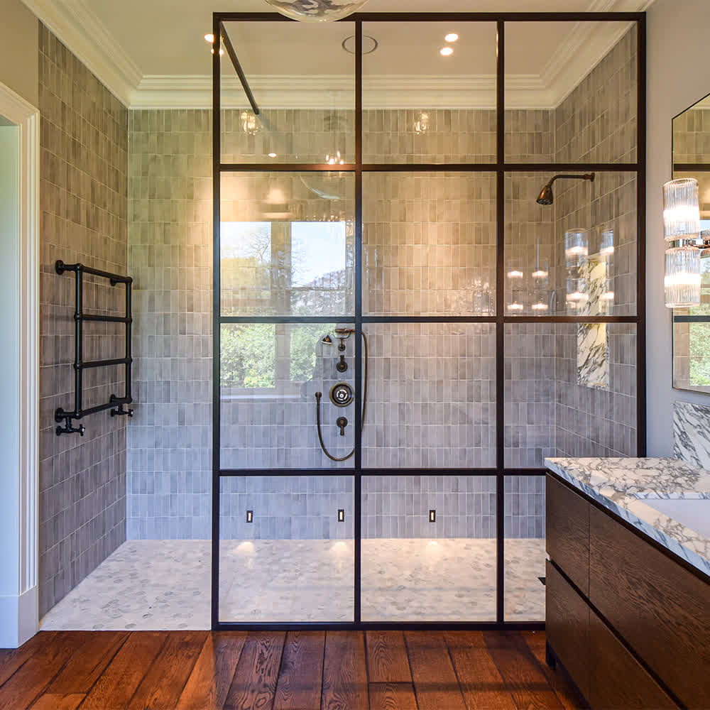 large size bronze shower screen